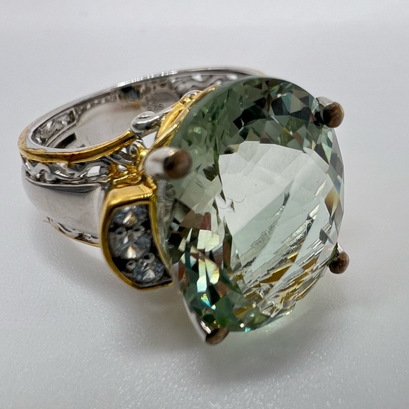 Gems en Vogue Prasiolite and White Gemstone Ring - Picture 6 of 7